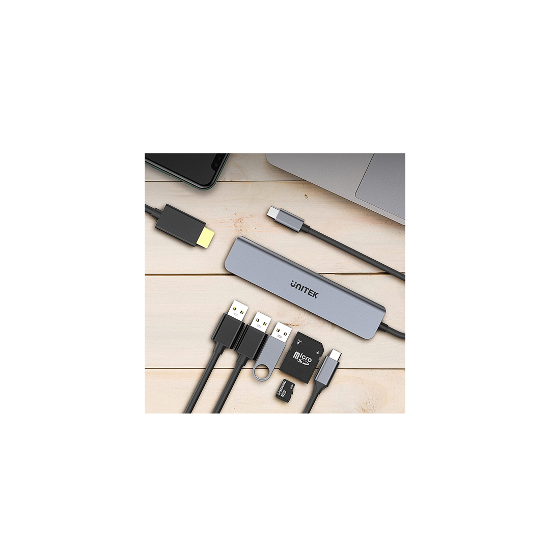 موزع Unitek H1118A uHUB S7+ USB-C 7 في 1 بسرعة 5 جيجابت في الثانية مع HDMI بدقة 4K وتوصيل طاقة 100 وات موزع Unitek H1118A uHUB S7+ USB-C 7 في 1 بسرعة 5 جيجابت في الثانية مع HDMI بدقة 4K وتوصيل طاقة 100 وات